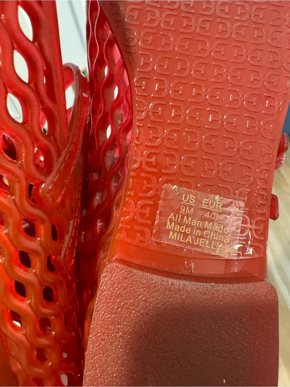 Sam Edelman Red Jelly Flats, Cork Sole - Picture 3 of 3